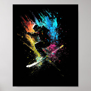 Affiche Skiateur Splash Art Ski Freestyle Ski Retro Ski