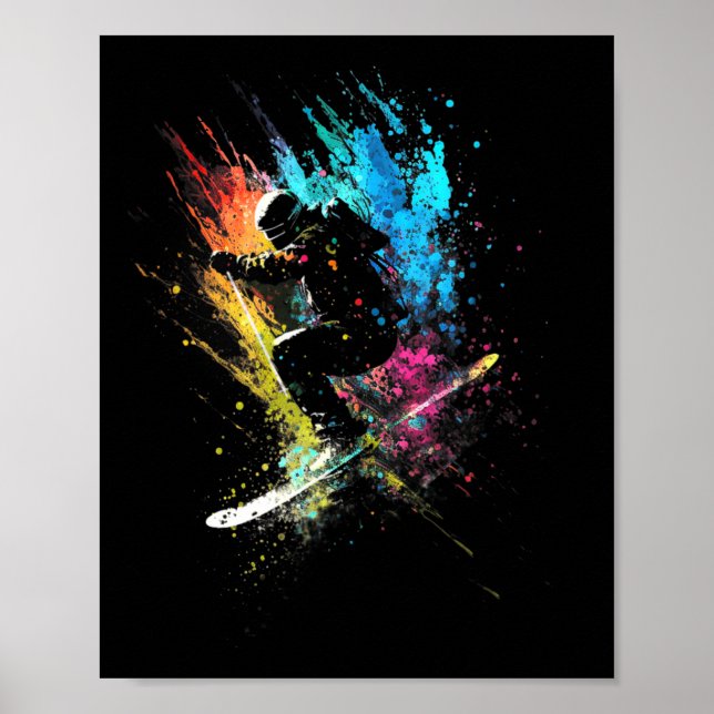 Affiche Skiateur Splash Art Ski Freestyle Ski Retro Ski (Devant)