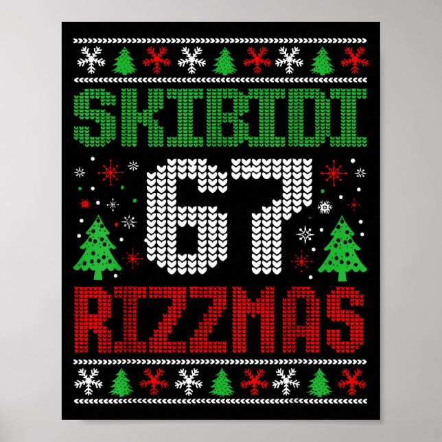 Affiche Skibidi 67 Rizzmas Funny Six Seven Meme Christmas  (Devant)