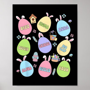 Affiche Skibidi Jour de Pâques Chasse aux oeufs Drôle Pas 