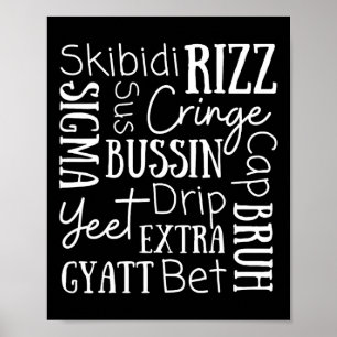 Affiche Skibidi Rizz Drôles Enfants Rizz Bussin Gen Z Noël