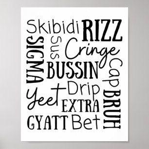 Affiche Skibidi Rizz Drôles Enfants Rizz Bussin Gen Z Noël