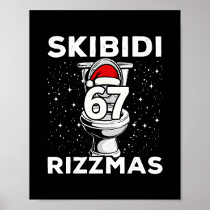 Affiche Skibidi Rizzmas 67 Drôle Toilet Père Noël 6 7 Noël