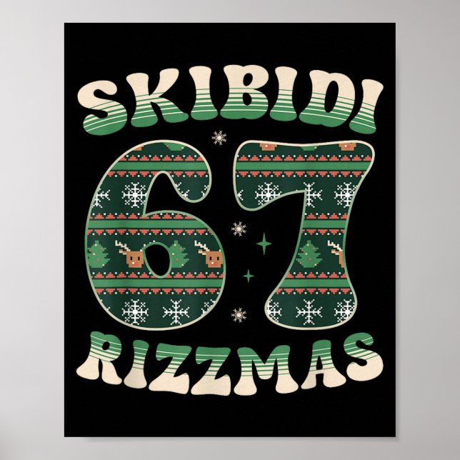 Affiche Skibidi Rizzmas 67 Six Seven Meme Ugly Christmas F (Devant)