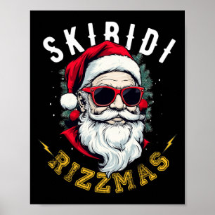 Affiche Skibidi Rizzmas Chapeau de Père Noël Rétro Graphiq