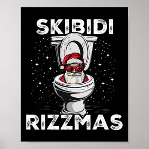 Affiche Skibidi Rizzmas Drôle de Père Noël de Toilette Élé