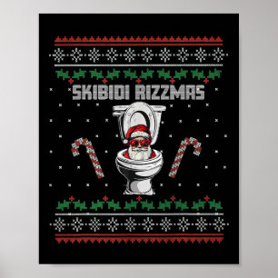 Affiche Skibidi Rizzmas Drôle de Toilet Santa Eléphant Bla