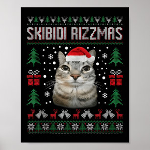 Affiche Skibidi Rizzmas Drôle Silly Staring Cat Laid Sweat