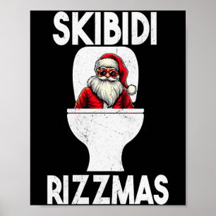 Affiche Skibidi Rizzmas Drôle Toilettes Père Noël Noël