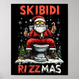 Affiche Skibidi Rizzmas Père Noël Toilet Funny Noël