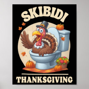 Affiche Skibidi Thanksgiving Mème amusant Skibidi Toilet T