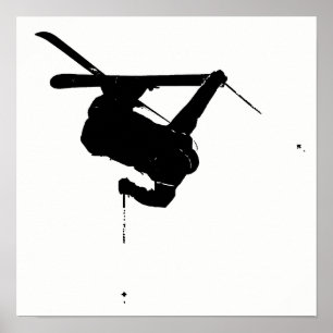 Affiche Skier noir et blanc
