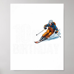 Affiche Skieur 10e anniversaire Ski Garçon Fille 10e anniv