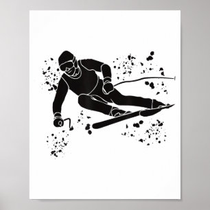 Affiche skieur alpin sports d'hiver ski nordique 