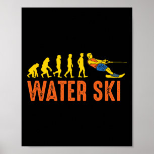Affiche Skieur aquatique de plage Évolution Ski nautique P