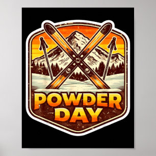 Affiche Skieur de jour de poudre vintage amateur de ski de