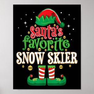 Affiche Skieur de neige préféré du Père Noël Ski de Noël M