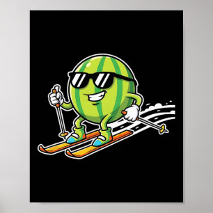 Affiche Skieur de pastèque avec lunettes de soleil Fun nei