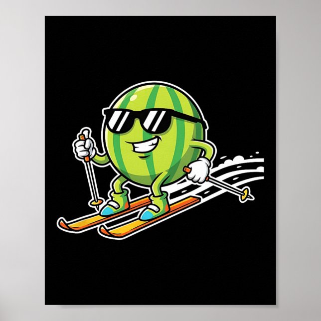 Affiche Skieur de pastèque avec lunettes de soleil Fun nei (Devant)