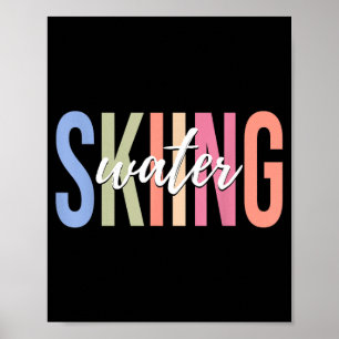 Affiche skieur de ski nautique sports nautiques