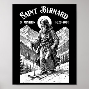 Affiche Skieur de ski Saint patron Bernard Hiver vintage S