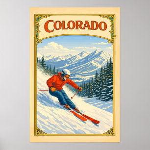 Affiche Skieur du Colorado Vintage