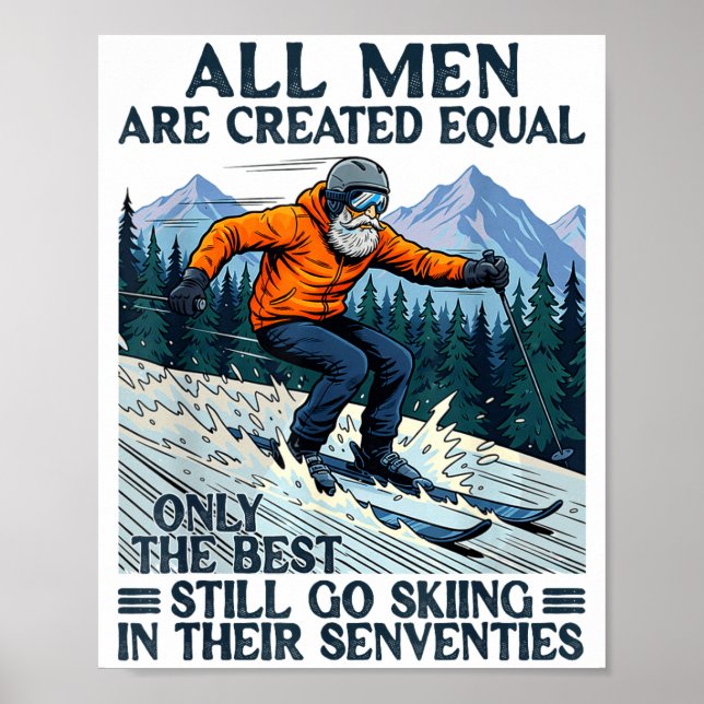 Affiche Skieur faisant du ski pour son 70e anniversaire le (Devant)