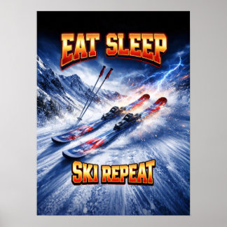 Affiche Skieur Rétro Bootleg Vintage