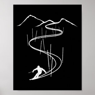 Affiche Skieur Ski de descente Ski Slalom Télésiège _