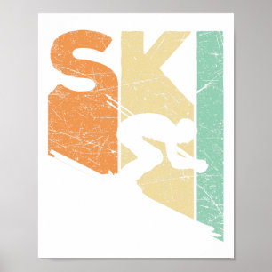 Affiche Skieur vintage ski Rétro amateur de ski de piste S