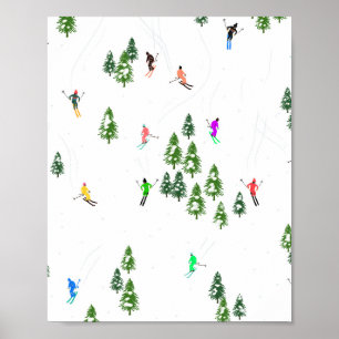 Affiche Skieurs alpins Ski Illustration Skier