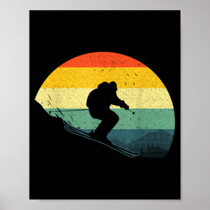 Affiche Skieurs cool pour hommes femmes rétro ski neige sk