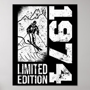 Affiche Skieurs Skieur Vintage Né 1974 Anniversaire Ski Sk
