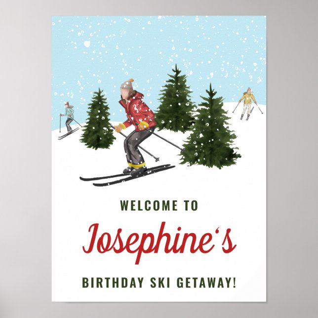 Affiche Skiing Women Ski Trip Birthday Party Welcome (Devant)