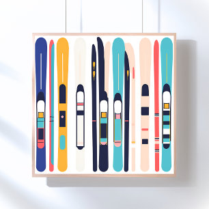 Affiche Skis Art Abstrait Moderne Contemporain