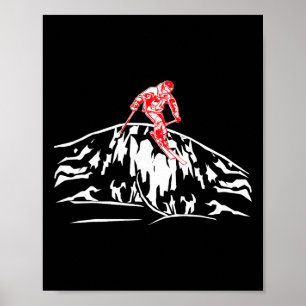 Affiche Skis de ski cool aventure de montagne en descente