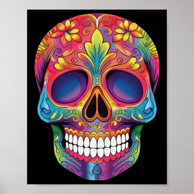 Affiche Skull Sucre Skeleton Dia De Los Muertos Jour De (Devant)