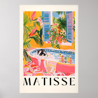 Affiche Skunk in Bathtub Art Print Mid-Century Pink