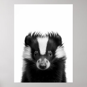 Affiche Skunk Woodland Modern Portrait noir blanc