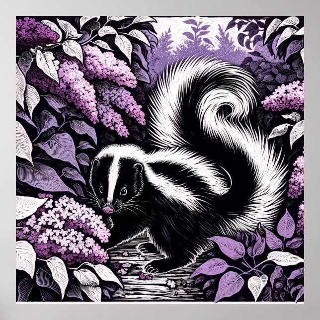 Affiche Skunks et Lilac Bush Purple (Devant)