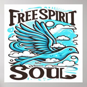Affiche Sky Bird avec l'esprit et l'âme libres