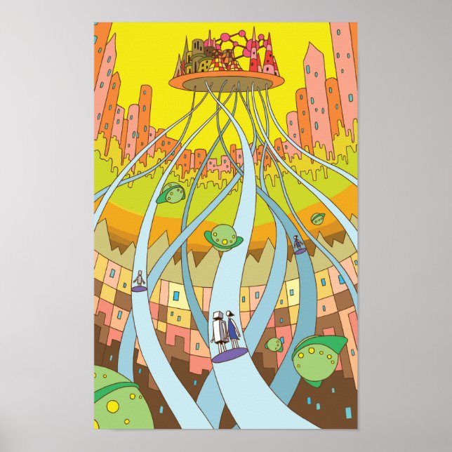 Affiche Sky city accessible by high-speed elevator. (Devant)