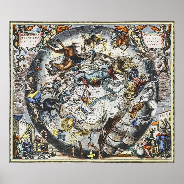 Affiche Sky Constellations Carte Vintage (Devant)