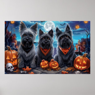 Affiche Skye Terrier Halloween Éffrayant