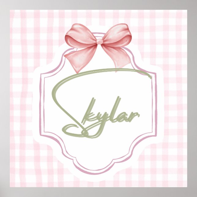Affiche Skylar personnalisé bébé fille infirmière Bow&En v (Devant)