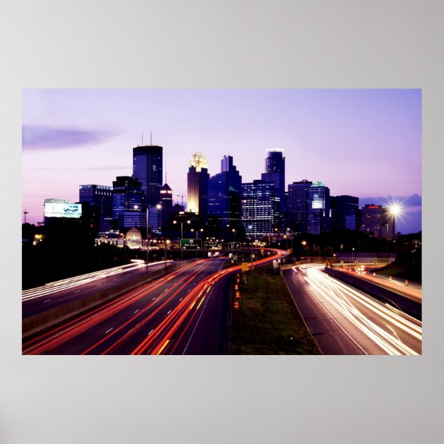 Affiche Skyline au crépuscule, Minneapolis, Minnesota (Devant)