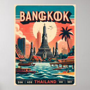 Affiche Skyline de Bangkok - Thailande cadeaux de voyage
