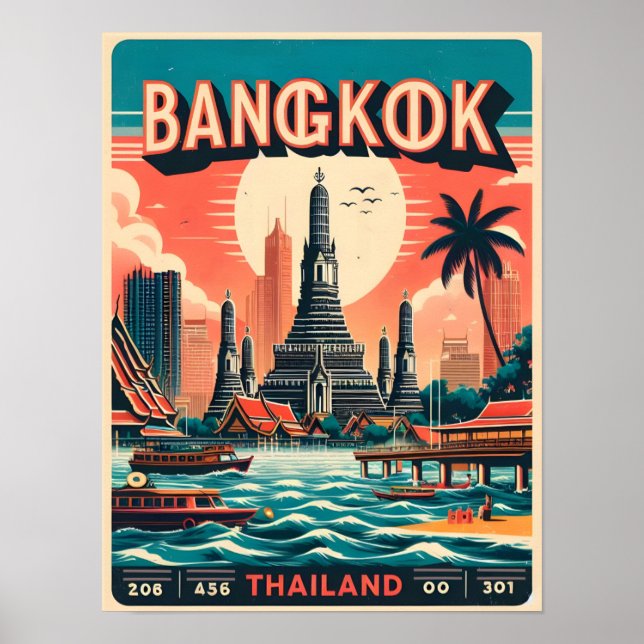 Affiche Skyline de Bangkok - Thailande cadeaux de voyage (Devant)