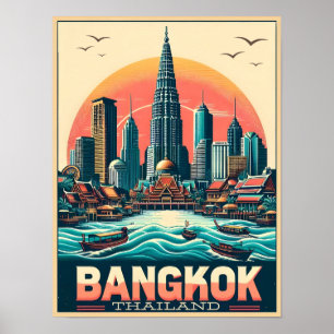 Affiche Skyline de Bangkok - Thailande cadeaux de voyage