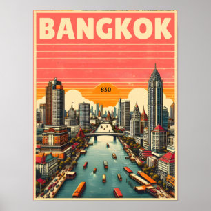 Affiche Skyline de Bangkok - Thailande cadeaux de voyage